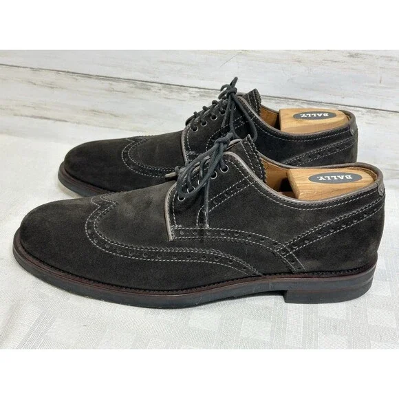 EXCELLENT! Aquatalia Italy Dark Brown Suede Leather Wingtip Shoes Men’s Size 10